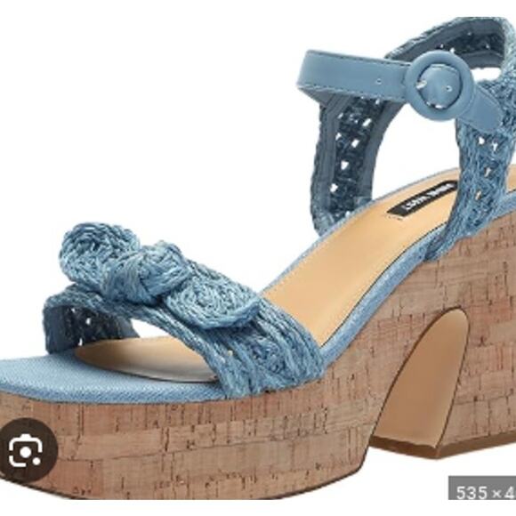 Nine West Wedge Jean western cork wedges  Sandals – Size 8.5M - Picture 1 of 7